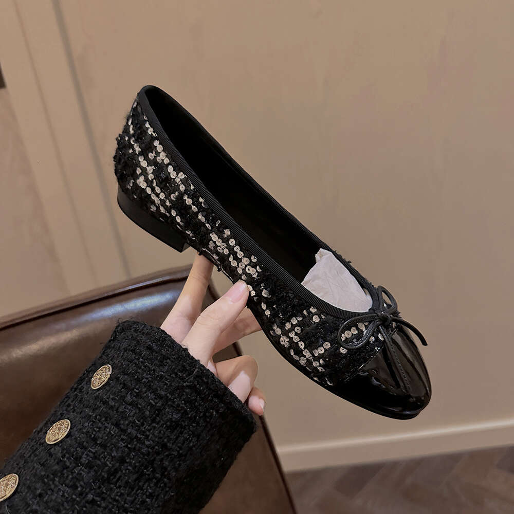 Ddmysports Grape Mom S Same French Evening Breeze Thick Tweed Flat Bottom Igh Eel Bow Single Shoes Women Spring New Style OUTDOOR