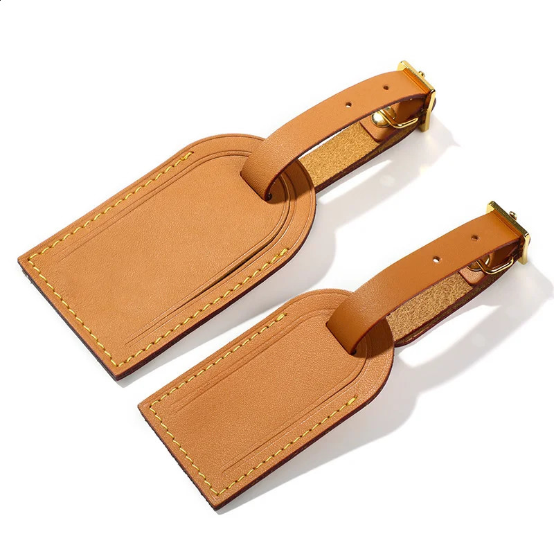 Free Monogrammed Vegetable Tanned Lage Aircraft Cow Boarding Travel Tag Trolley Case Leather Badge 240820 2921