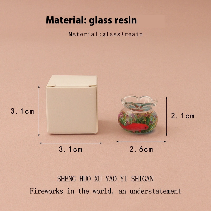 Miniature Simulation Mini Glass Koi Water Grass Fish Tank Cute Healing Micro Landscape Baby House Decoration Ornament OB11