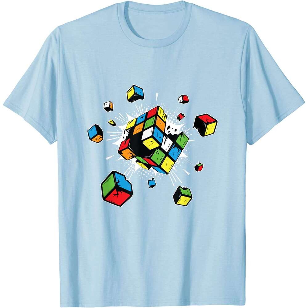 rubix Exploding rubi rubics cube present gift for kids T-Shirt Fiess Tight Tshirts Classic Tops & Tees Cotton Men Casual cs