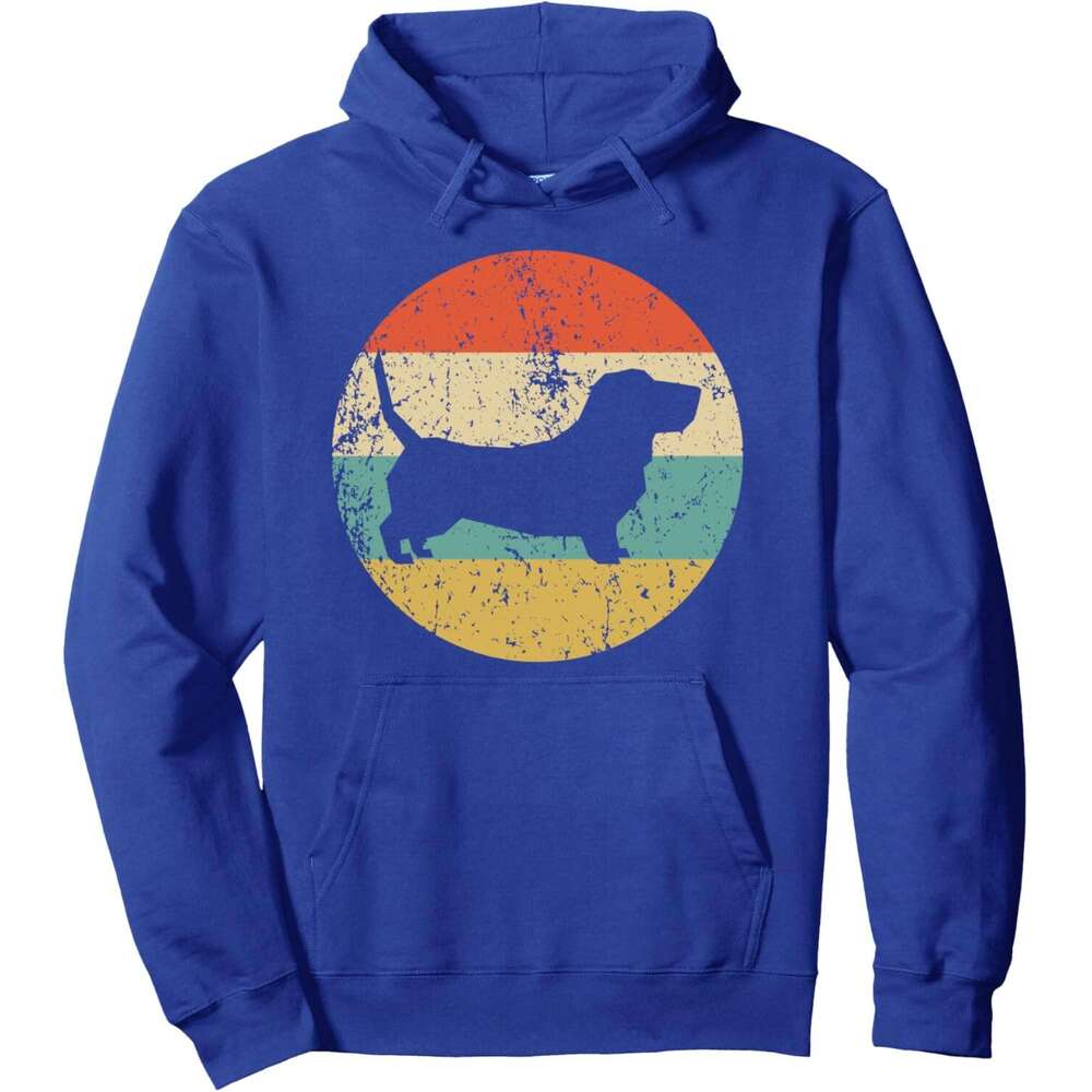 Hoodie for Mens Womens Vintage Retro Basset Hound Dog Pullover Hoodie Graphic Hoodies Sweatshirt Pullover Long Sleeve