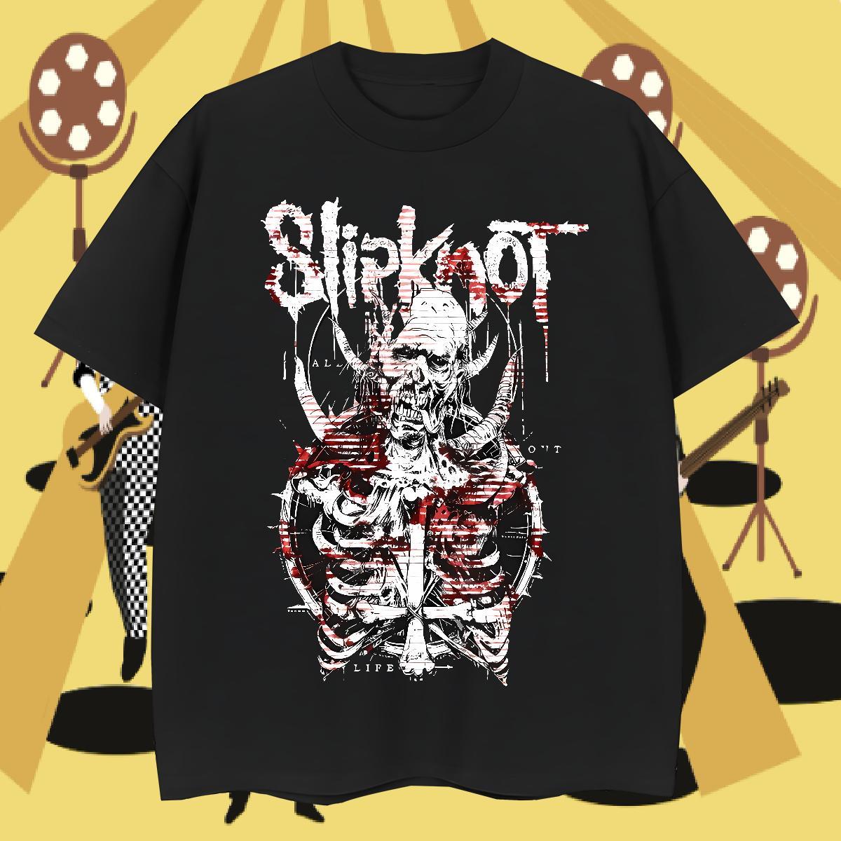 Brand skull Tshirts 230g Cotton T Shirt For Man Black White Anime Printing Street Breathable Crew Neck Soft Tops