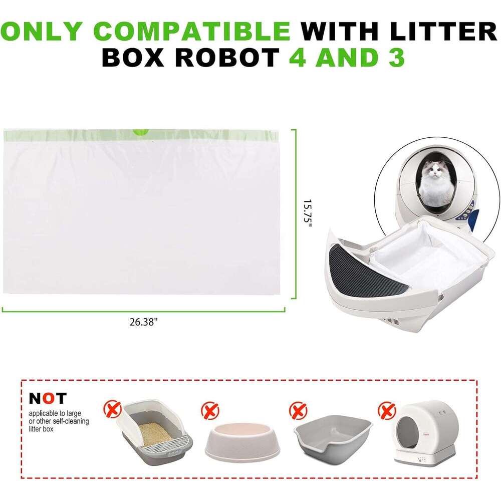 Hakrbcs Bags for Robot 4 and 3, 60 Pack Drawstring Self Cleaning Cat Litter Box ers, Extra Thick Waste Drawer ers Heavy Duty