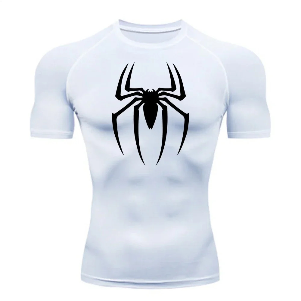 Mens Spider Print Compression Shirt Quick Dry TShirt Gym Running Jersey Breathable Short Sleeve Spring Summer M3XL 240820
