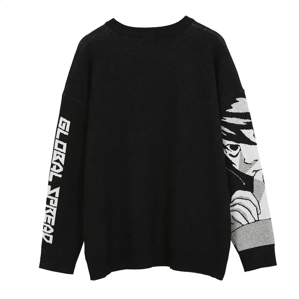 Anime Graphic Letter Print Pullover SweaterCute Long Sleeve Crew Neck SweaterWomens Clothing 240821
