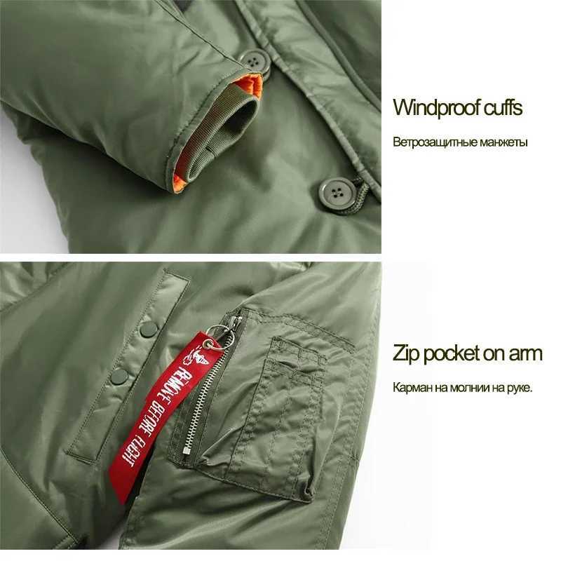 Puffer jacket Mens Winter Long Parkas Jackets Mens Casual Thicken Warm Fur Collar Hooded Down Coats Outdoor Aviator Bomber Windproof Jacket M240821