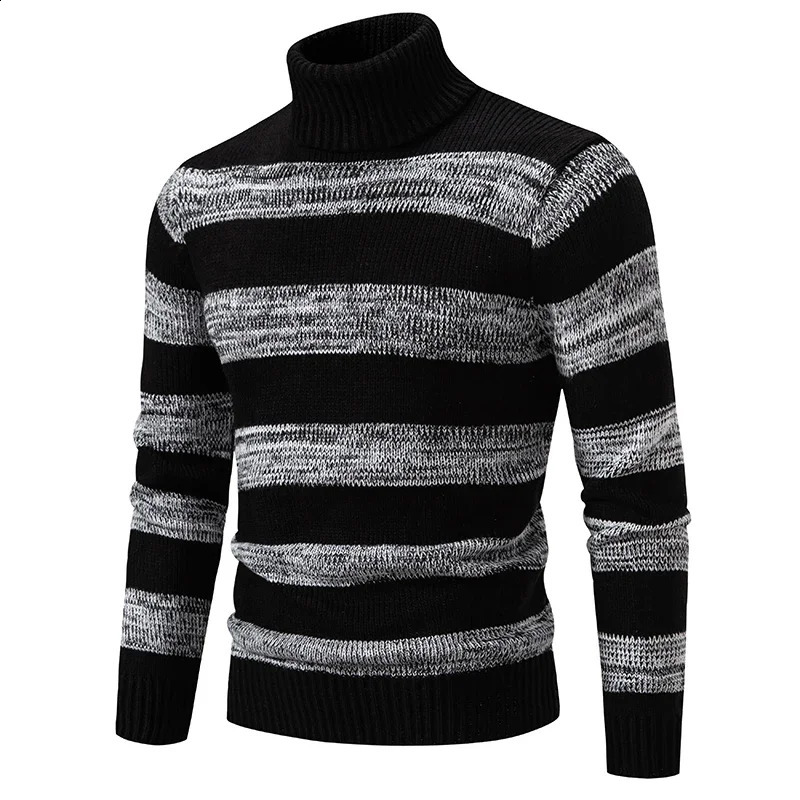 Mens autumn and winter casual warm collar sweater knitted floral top mens clothing 240821