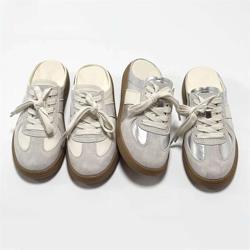 Free shipping 2024 new flat casual slippers suitable for women in apricot and silver 35-40