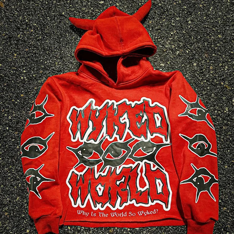 Mens Y2K Style Trendy Pattern Hoodie Harajuku Fashion Street Clothing Printed Pullover Loose Casual Sports Co Spring and 240821