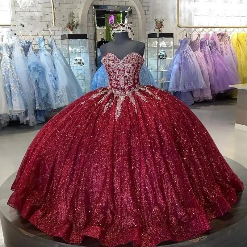 Burgundy Shiny Quinceanera Dress 2025 With Cape Ball Gown Sequin Lace Appliques Beads Mexican Sweet 16 Vestido De 15 anos