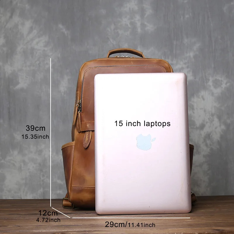 Mens standing leather backpack with retro classic top denim large capacity computer bag JLFGPJ 240820 efbf 4