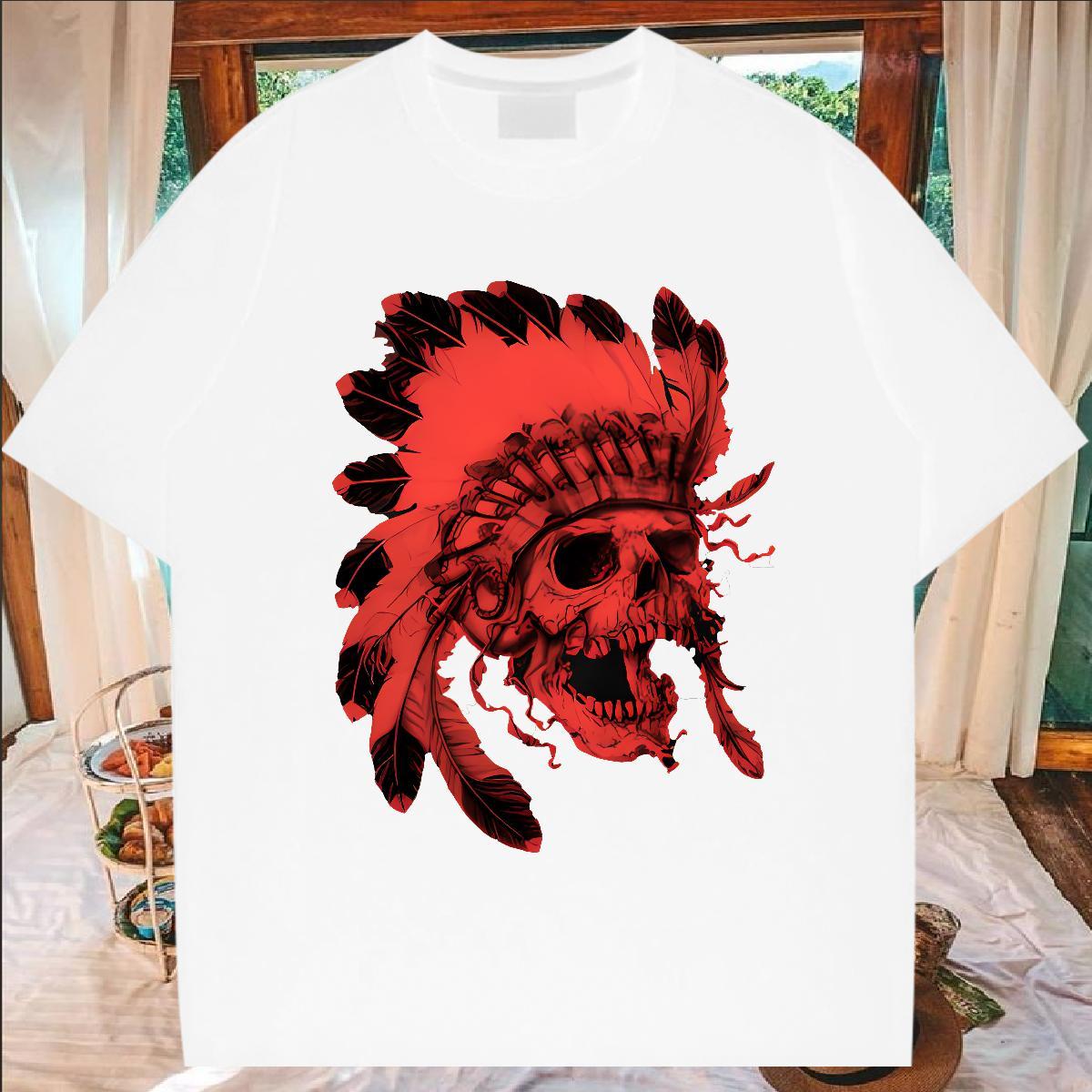 Classic Men Tshirts 230g 100% Cotton Beach scary Breathable T shirt Comfortable Graphic Tees Shirts