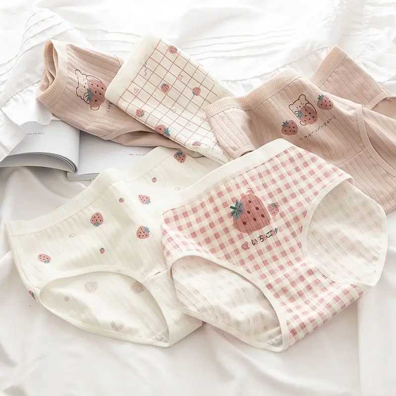 5PCS Kids Thin Cotton Antibacterial Panties Girl Soft Breathable Briefs 3+y Young Children Underwears Baby Cute Cartoon Knickers Y240821