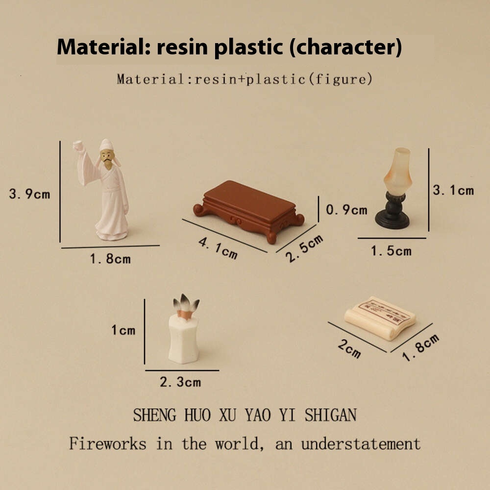 Creative Baby House Simulation Mini Miniature Resin Chinese Bookstore Ornament Go Table Ancient Style Brush Desktop Decoration