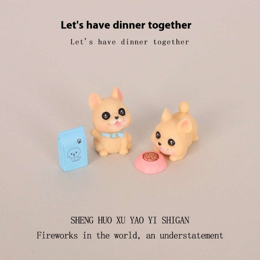 Babyhouse INS Mini Creative Resin Crafts Puppy Rubbing Rice Micro Landscape Animal Office Desktop Decoration