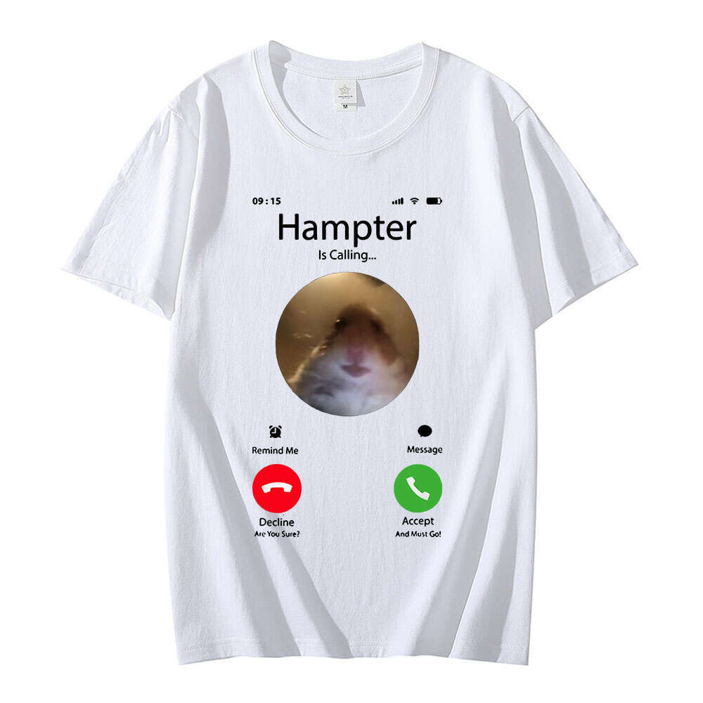 Meme Dank Hamster Staring Front Camera Hampter Calg T-shirt Fashion Short Sleeve T-shirts Oversized Streetwear Unisex s