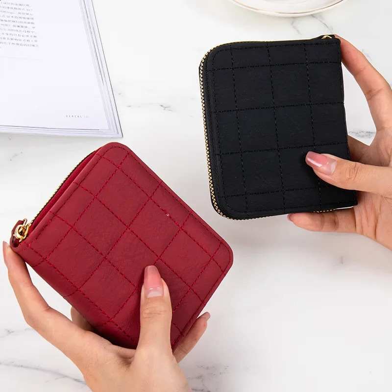 Korean Womens Wallet Short Zipper Solid Color Wallet Purse Multi-card ID Credit Card Badge Holder Mini Clutch Purse 240820