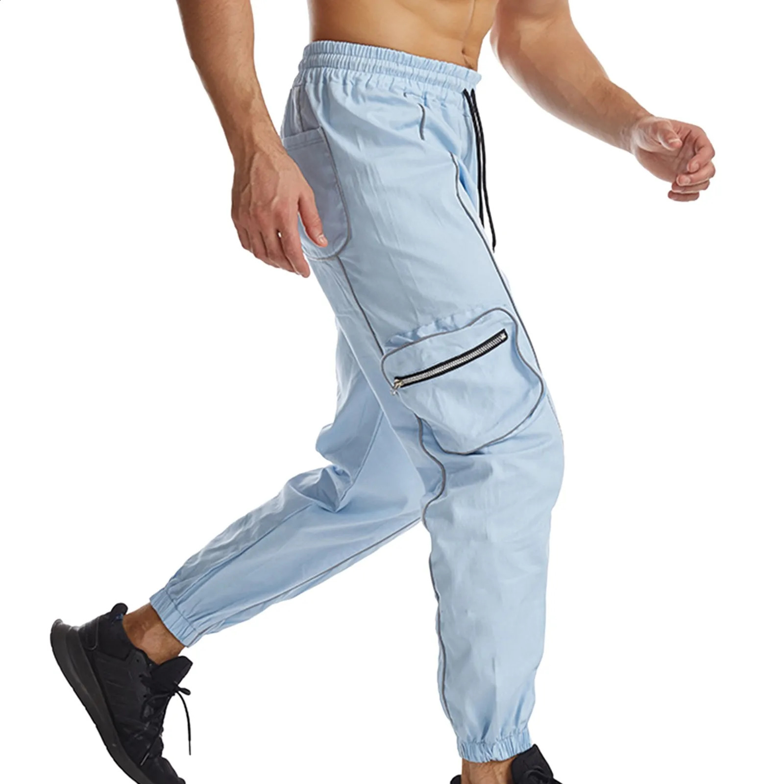 Product mens sports pants trend classic lace orange product reflective strip apron summer 240821