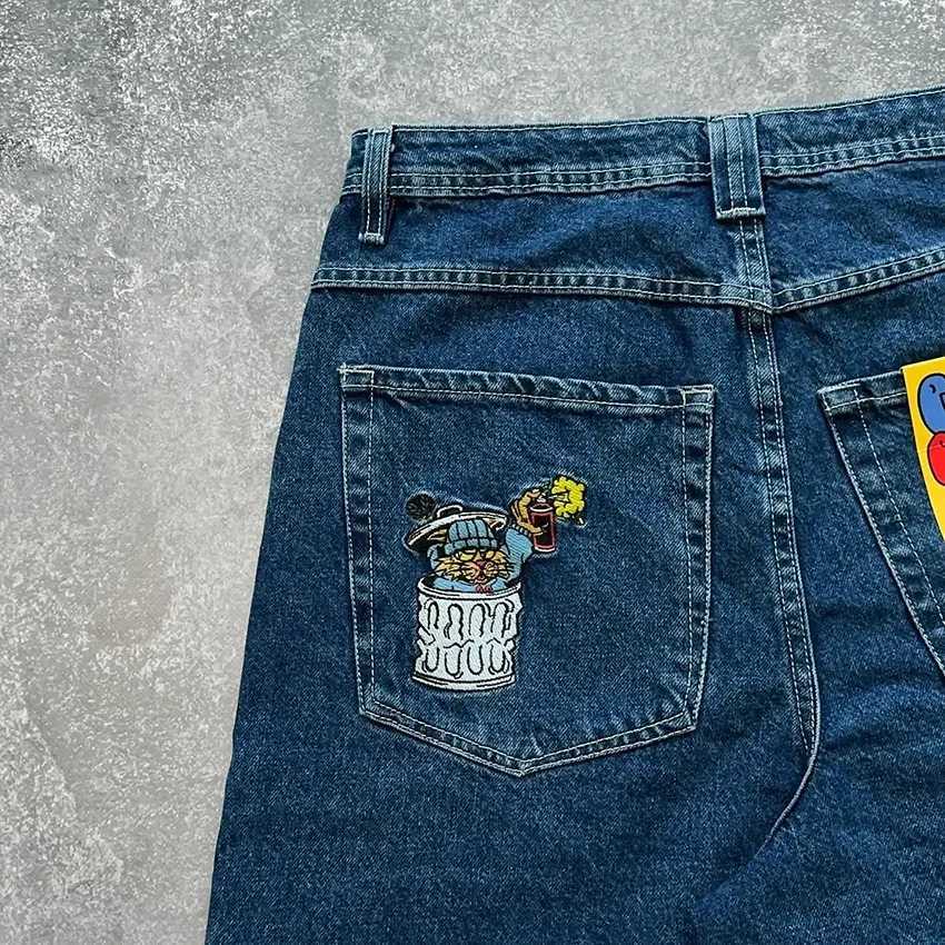 Summer mens capital letter pattern denim shorts European and American trends fashionable high street wanderersW240713