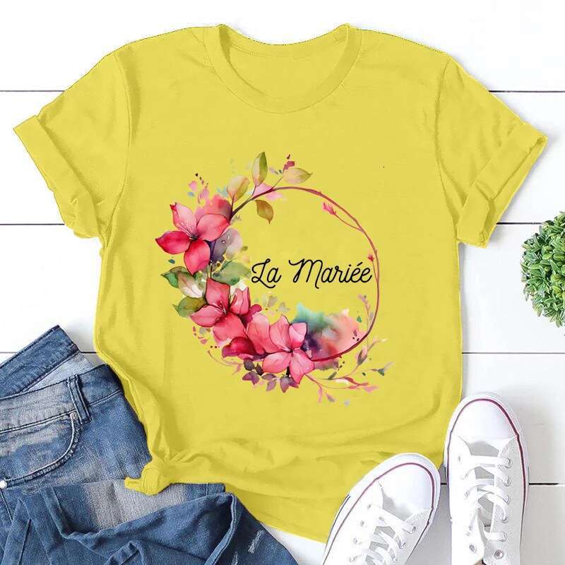T-shirt Bride Bridesmaid Top Women Bachelorette Party T-shirts Short Sleeve Tee Shirts Team De La Mariee Tops smaid s s