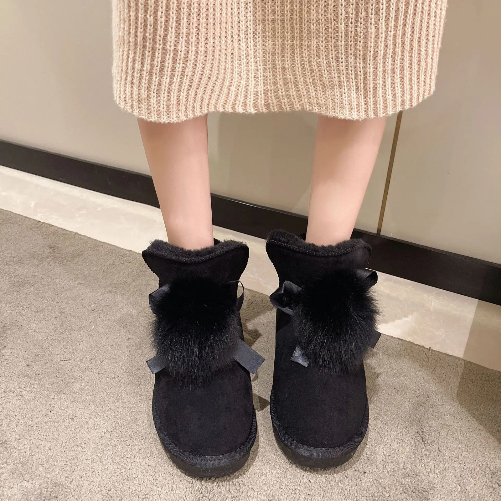 Womens Snow Boots Ankle Shoes For Woman Elegant With Low Heels Booties Round Toe Anti Skid 39 Stylish Offer In Furry 240820