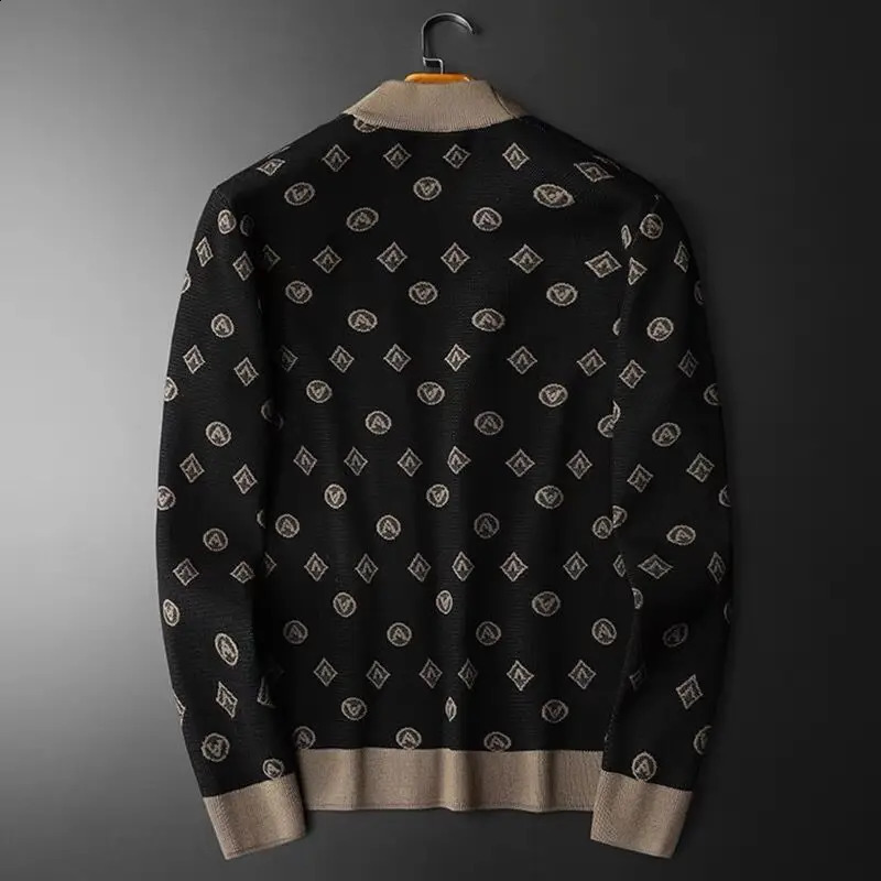 Mens Clothing Long Sleeve Patchwork Tops Solid Color Man Fashion Knitting Cardigan Casual Coat Autumn Winter Sweaters 240821