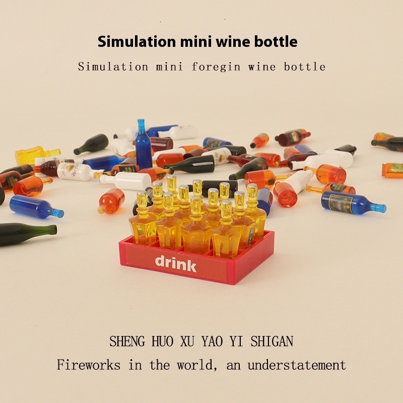 Miniature simulation of foreign wine bottles, beverage baskets, baby houses, decorative accessories, handicrafts, scene ornaments