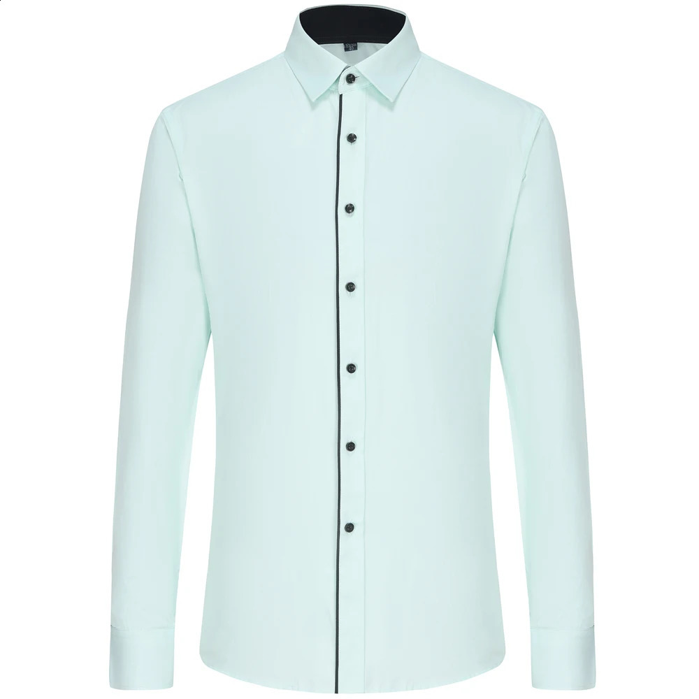 Mens Classic Long Sleeve Solid Basic Dress Shirts Comfortable Semi-formal Business Social Standard-fit Easy-care Office Shirt 240820