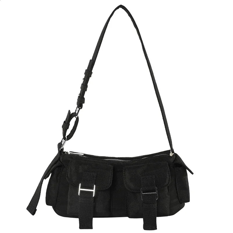 Solid color zipper nylon womens shoulder bag simple casual 2024 selling womens bag 240820