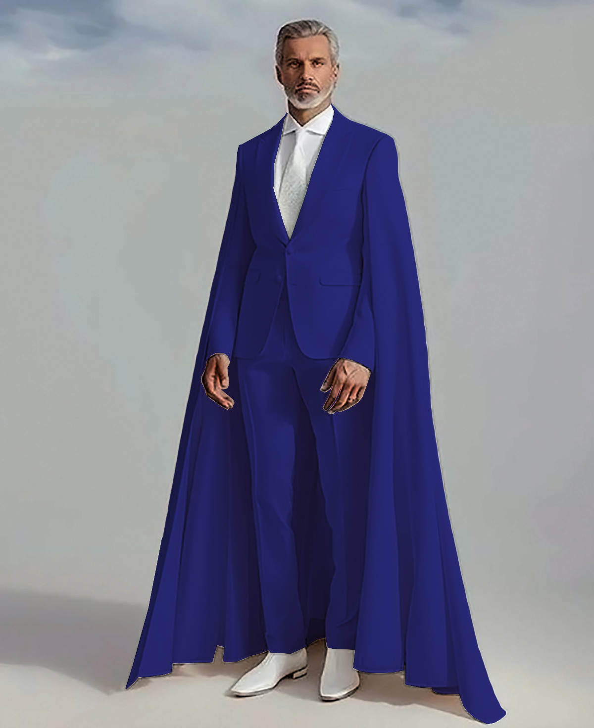 Fashion Groom Wedding Suits With Detachable Cloak 2 Pieces Slim Fit Peaked Lapel Mens Tuxedos For Banquet