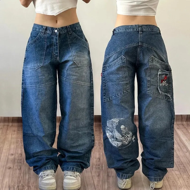 Streetwear Fashion Heavy Industry Multi-pocket Baggy Jeans Men And Women Y2K Harajuku Casual Gothic High Waist Wide Trousers 240821