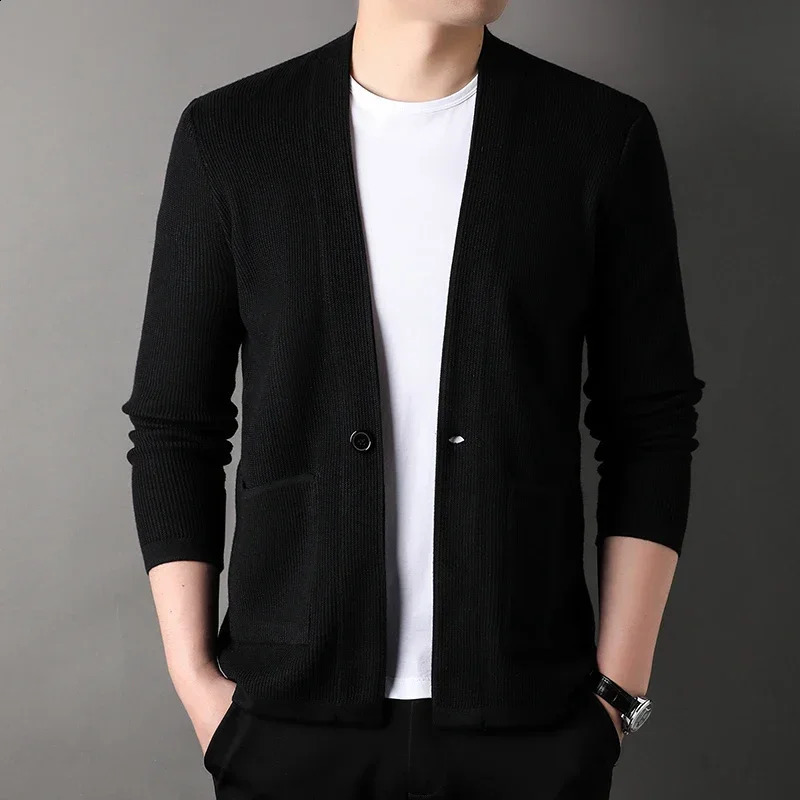 High Quality Mens Knitted Cardigan Buttonless Casual Comfortable and Versatile Suits Man Clothes Coats Jacket 240821