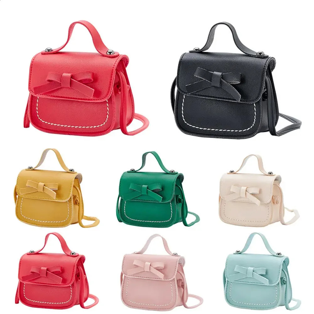 Cute Mini Bowknot Handbags Fashion Childrens Coin Purse Handbag PU Leather Lovely Small Crossbody Shoulder Bags 240821