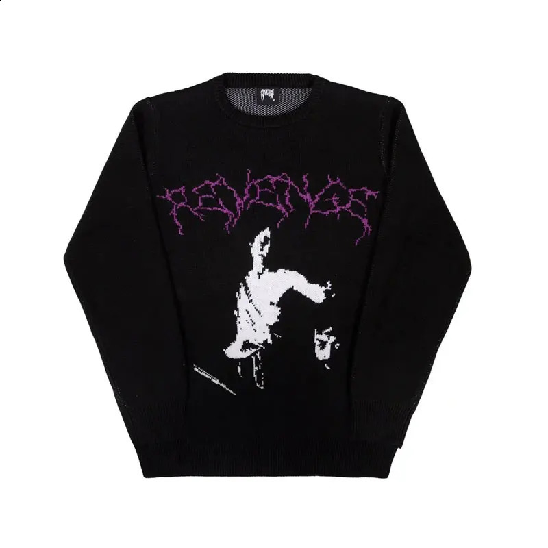 Men Womens Vintage Knitted Gothic Sweater Winter Harajuku Large Pullover Female Aesthetic Clothing EMO Oversized Sweatshirt 240821