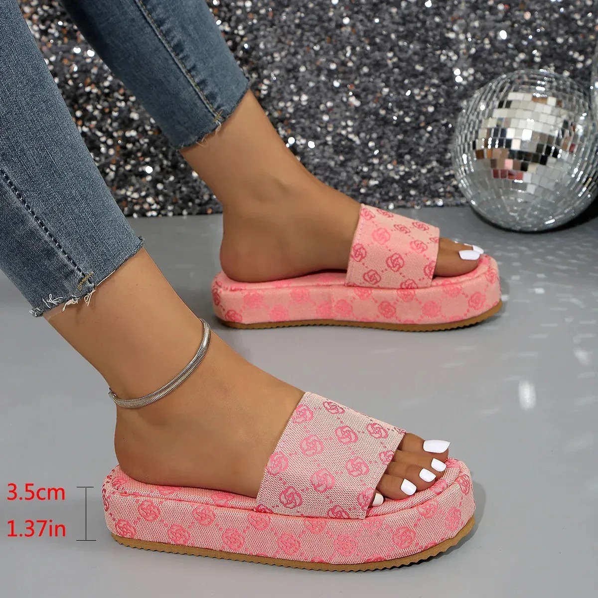 Platform 2024 Summer Slide Designer Flat Outdoor Flower Sandals Womens Beach Shoes