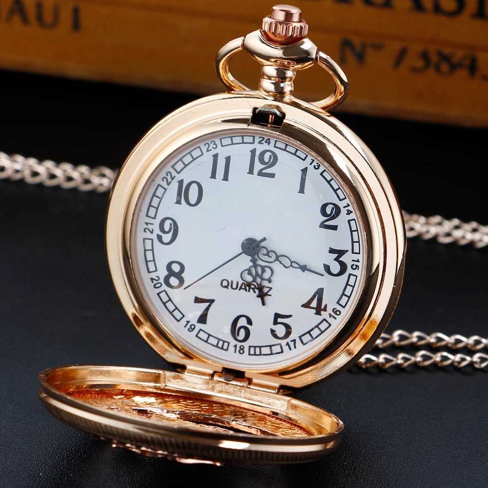 Owl and rose gold womens necklace pocket watch quartz movement pendant pocket FOB watch unisex exquisite gift W240820