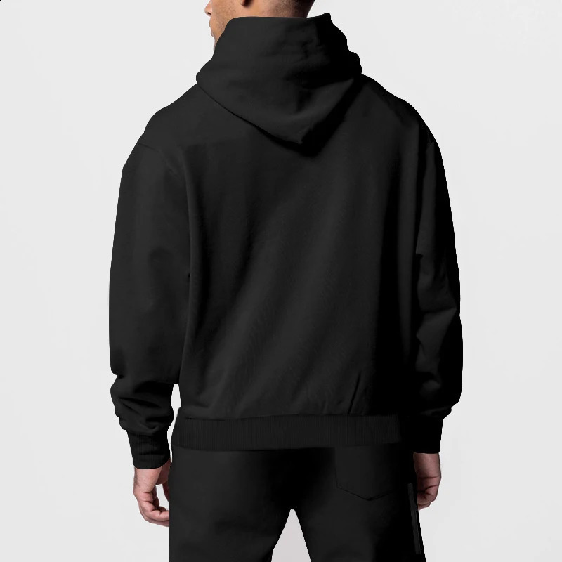 Fashion Hoodie Fleece Tracksuits Men Outdoor Casual Warm Hooded Sweatshirt And Pants Two Piece Sets For Mens Fall Winter Outfits 240821