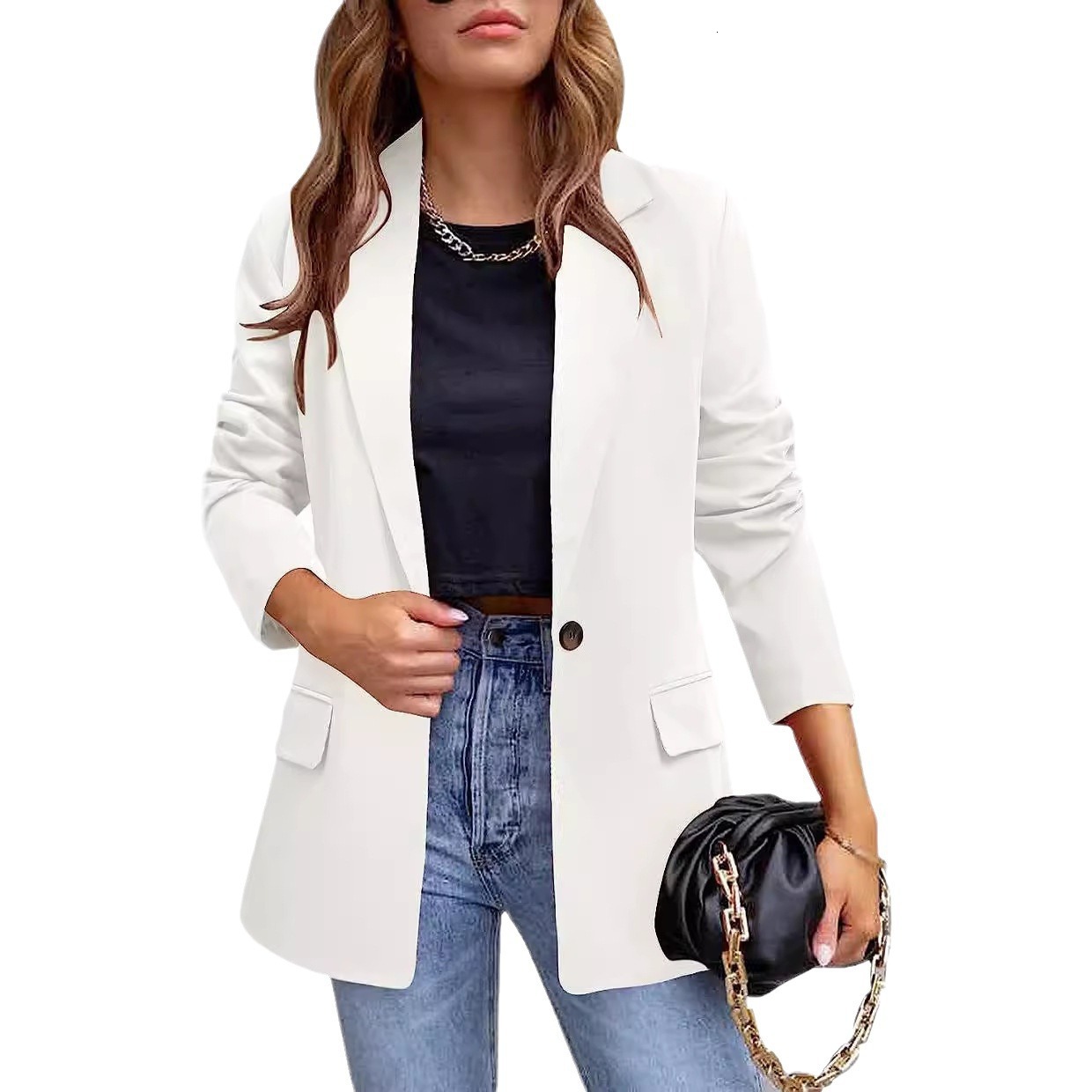 Women's clothing 2024 autumn and winter new temperament commuting slim fit real pocket suit jacket