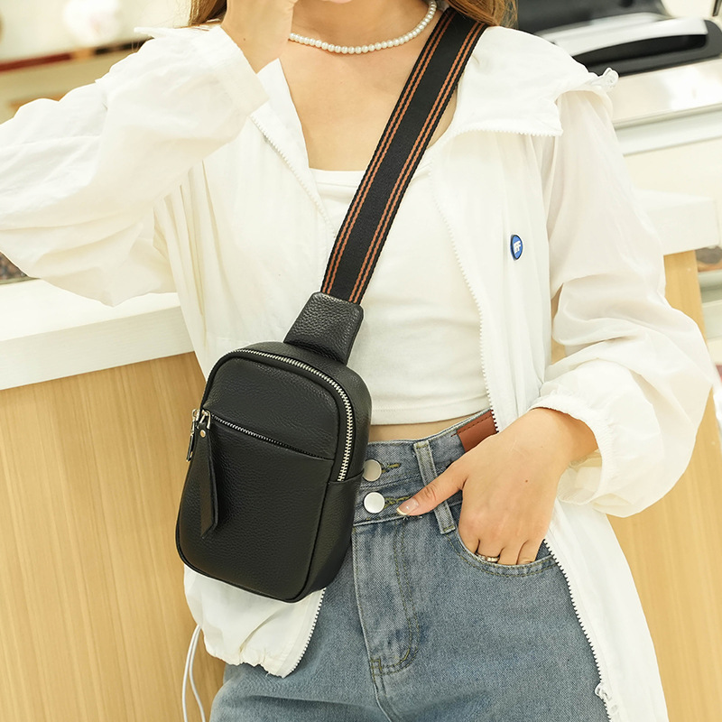 Genuine leather new small chest men and versatile top layer cowhide crossbody for women's bag