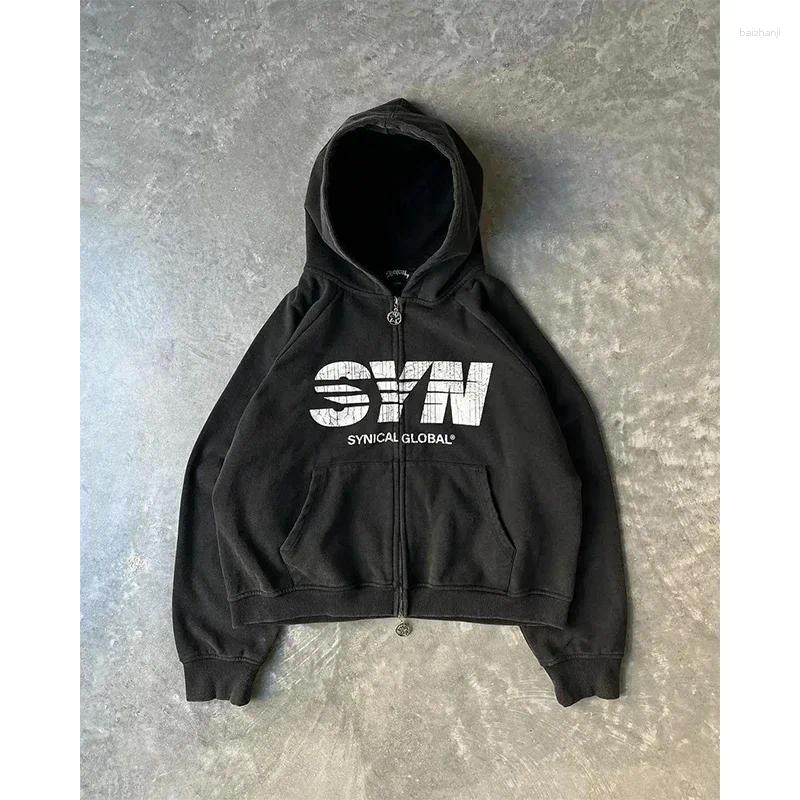 Men's Hoodies Premium Design Zipper Cardigan Sweatshirt For MenPunk Hip Hop Prints Style Summertime And Autumn Vintage Hooded Outerwear
