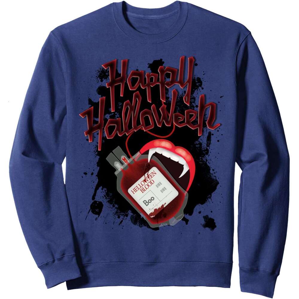 Long Sleeve Shirts for Men sweatshirt Funny Happy Halloween Creepy Boo Blood for Vampire Sweatshirt T shirt Tee Streetwear Casual tops clothes