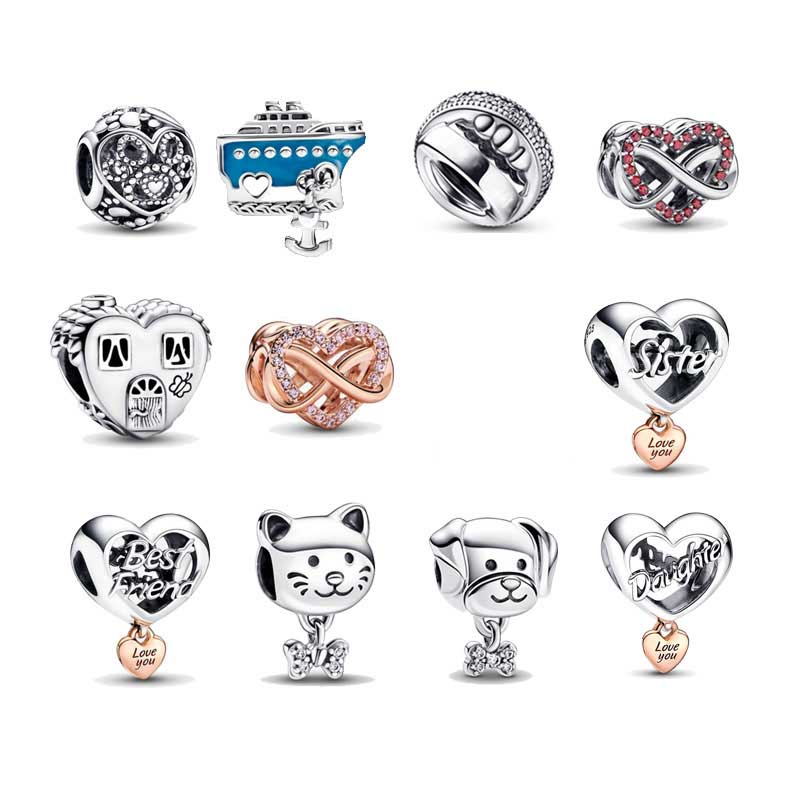 2024 Summary Wine The Pig Bear Tiger 925 Sterling Silver Charm Beads For Women Girl Bracelet Mother Friend Jewelry Gift