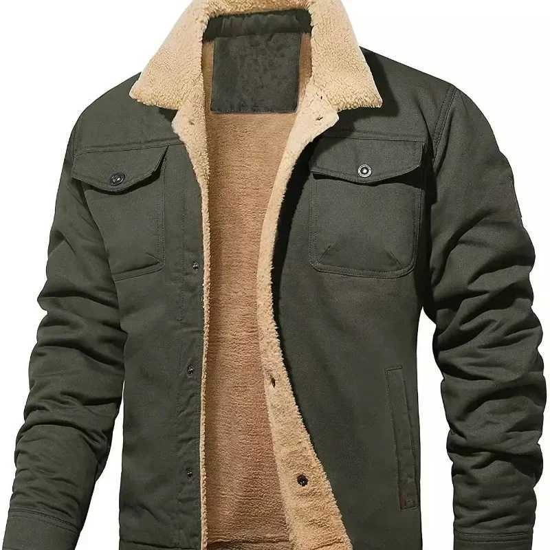 7 Colors Mens New Fall/Winter 2024 Jacket with Velvet Cotton Overalls Casual Fashion JacketXJ240820