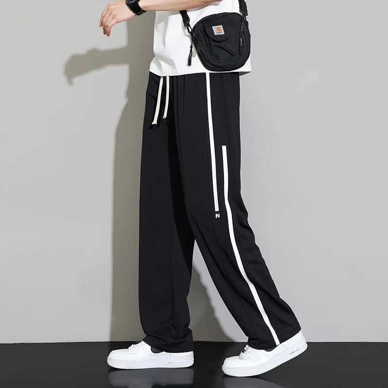 Summer new sports pants mens jogging wide leg pants neutral breathable loose outdoor quick drying fabric fashionable casual pantsW240725