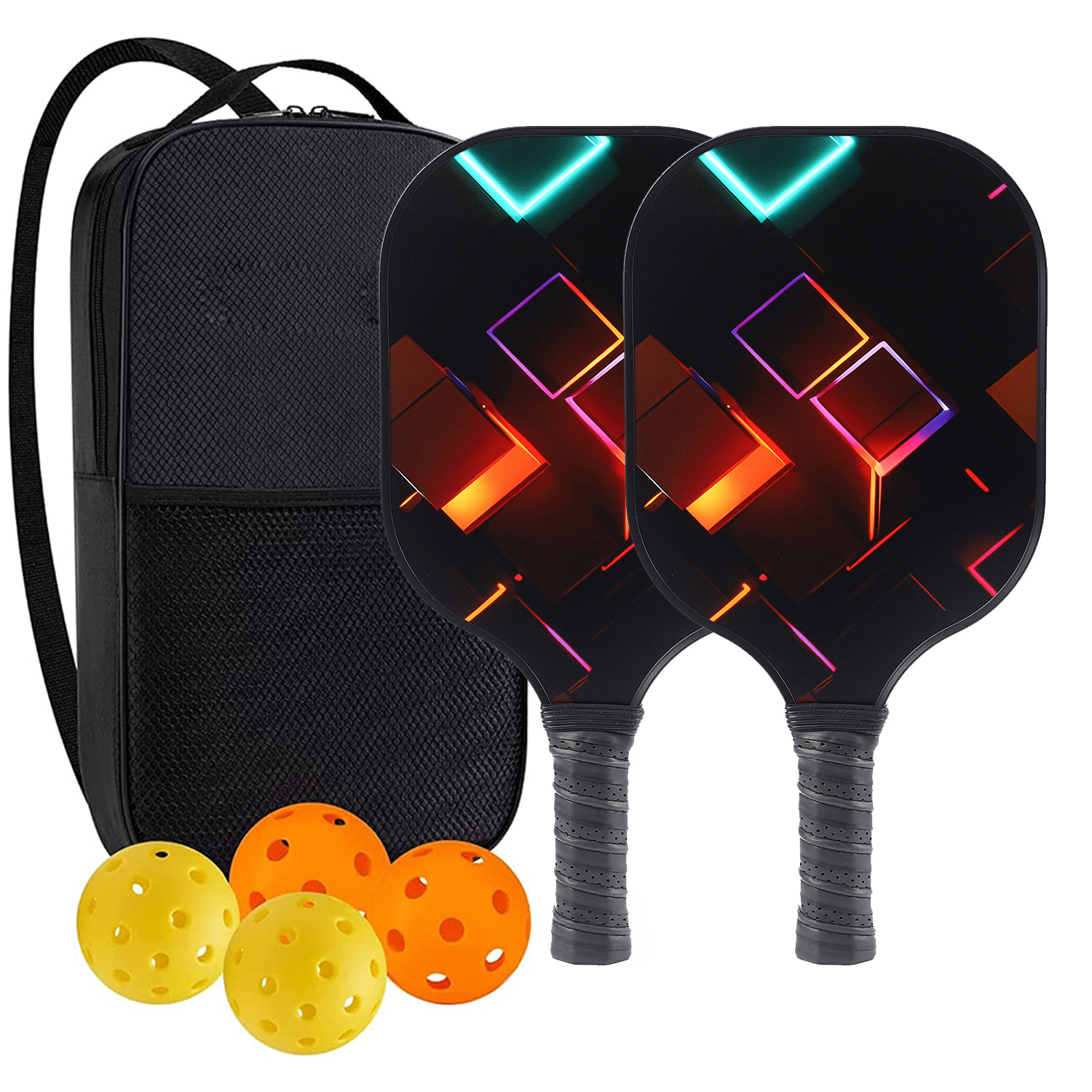 Palette de pickleball en fibre de verre haute performance pour les jeux de plein air compétitifs 2 paddle 4 balle 1 sac 9939
