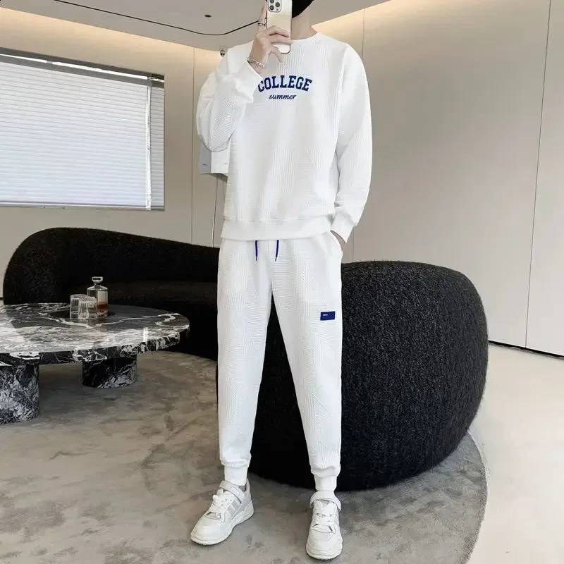 T Shirt Man Jogging Pants Sets Grey Mens Clothing Sweatshirt Tracksuit Alphabet Sports Suits Fashion Top Chic 2 Piece Outfit Xl 240821