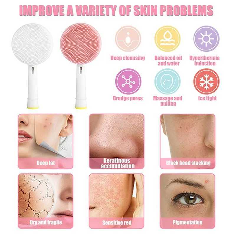 Waterproof Silicone Face Spin Brushes Facial Cleansing Brush Replacement Head Compatible with Oral BElectric Toothbrush Bases Y240821
