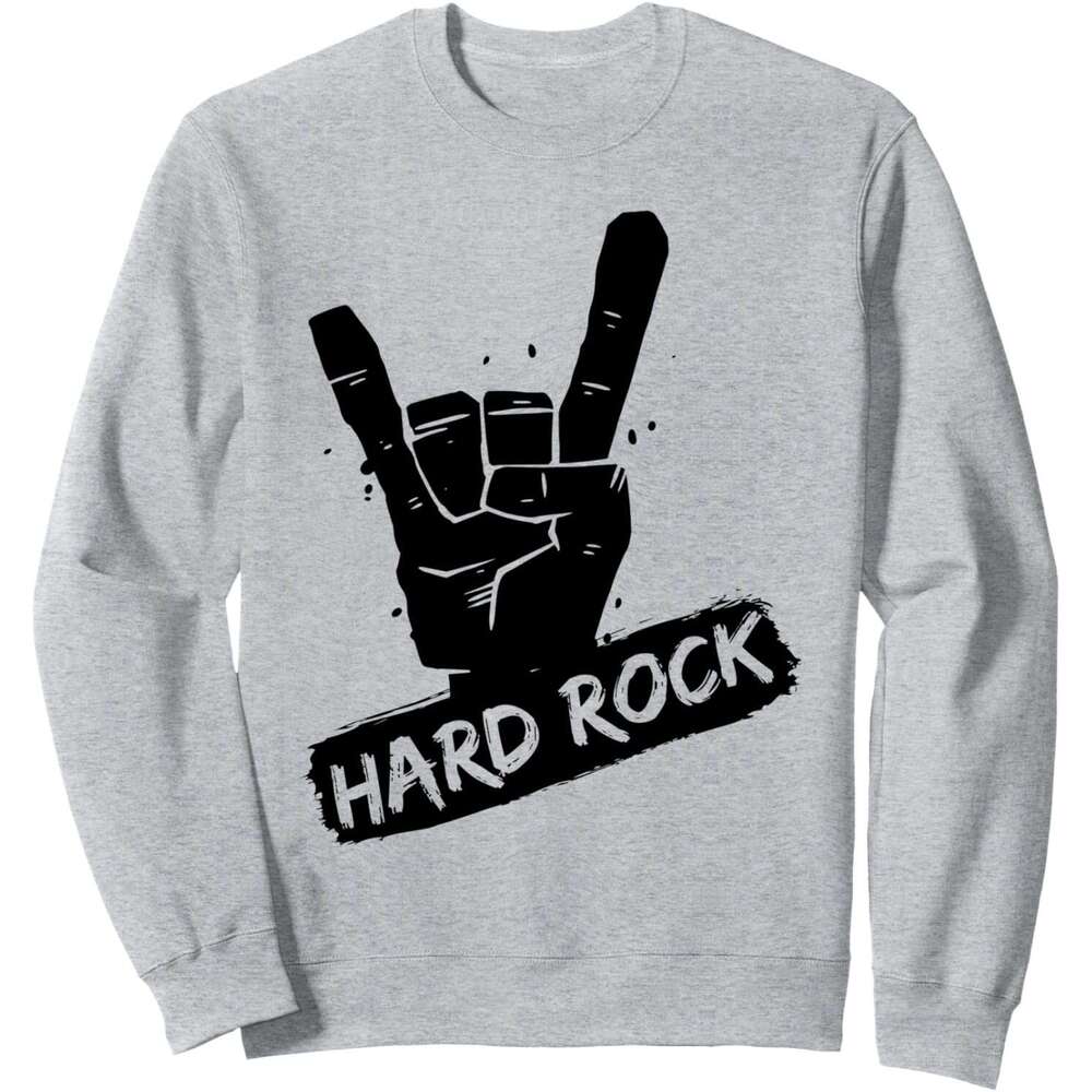Long Sleeve Shirts for Men sweatshirt Cool & Roll Hand Icon Rock Metal Hard Music Lovers Gift Sweatshirt T shirt Tee Streetwear Casual tops clothe