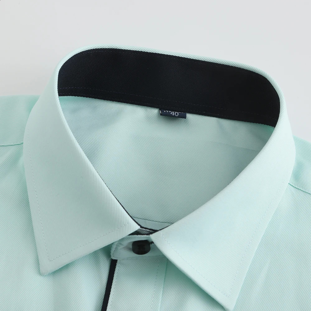 Mens Classic Long Sleeve Solid Basic Dress Shirts Comfortable Semi-formal Business Social Standard-fit Easy-care Office Shirt 240820
