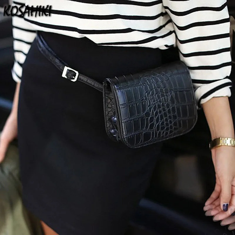 Korean Vintage Casual Womens Handbags Fashion Simple Y2k Aesthetic Streetwear Leg Bags All Match Trendy Personality Waist Packs 240820